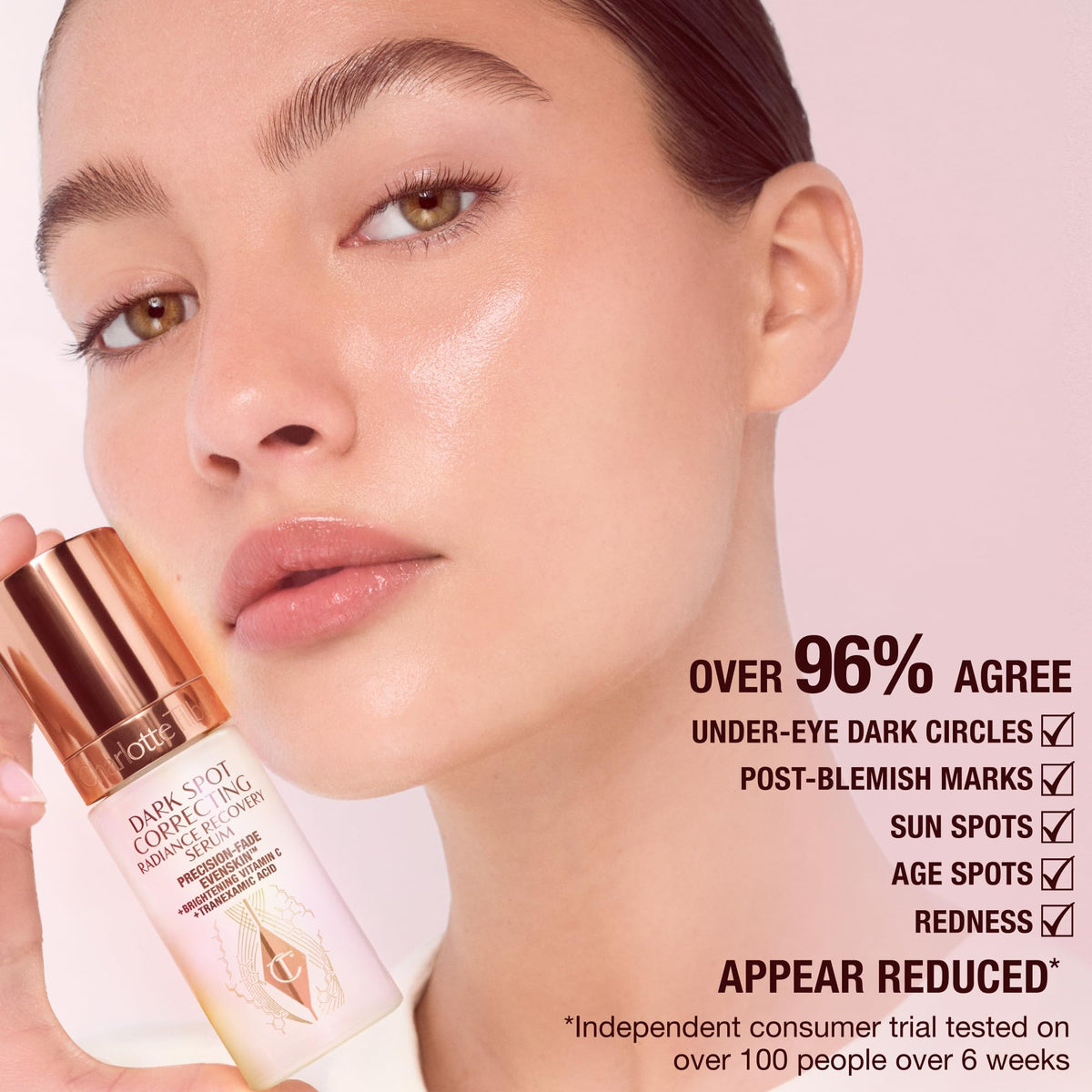 Charlotte Tilbury before and after comparison demonstrating more even-looking skin tone
