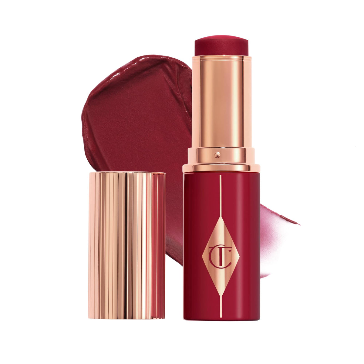 Charlotte Tilbury front packaging of Unreal Healthy Glow Blush Stick showing branding and shade