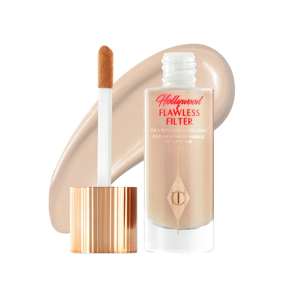 Charlotte Tilbury bottle front showing elegant packaging and instant glow benefit