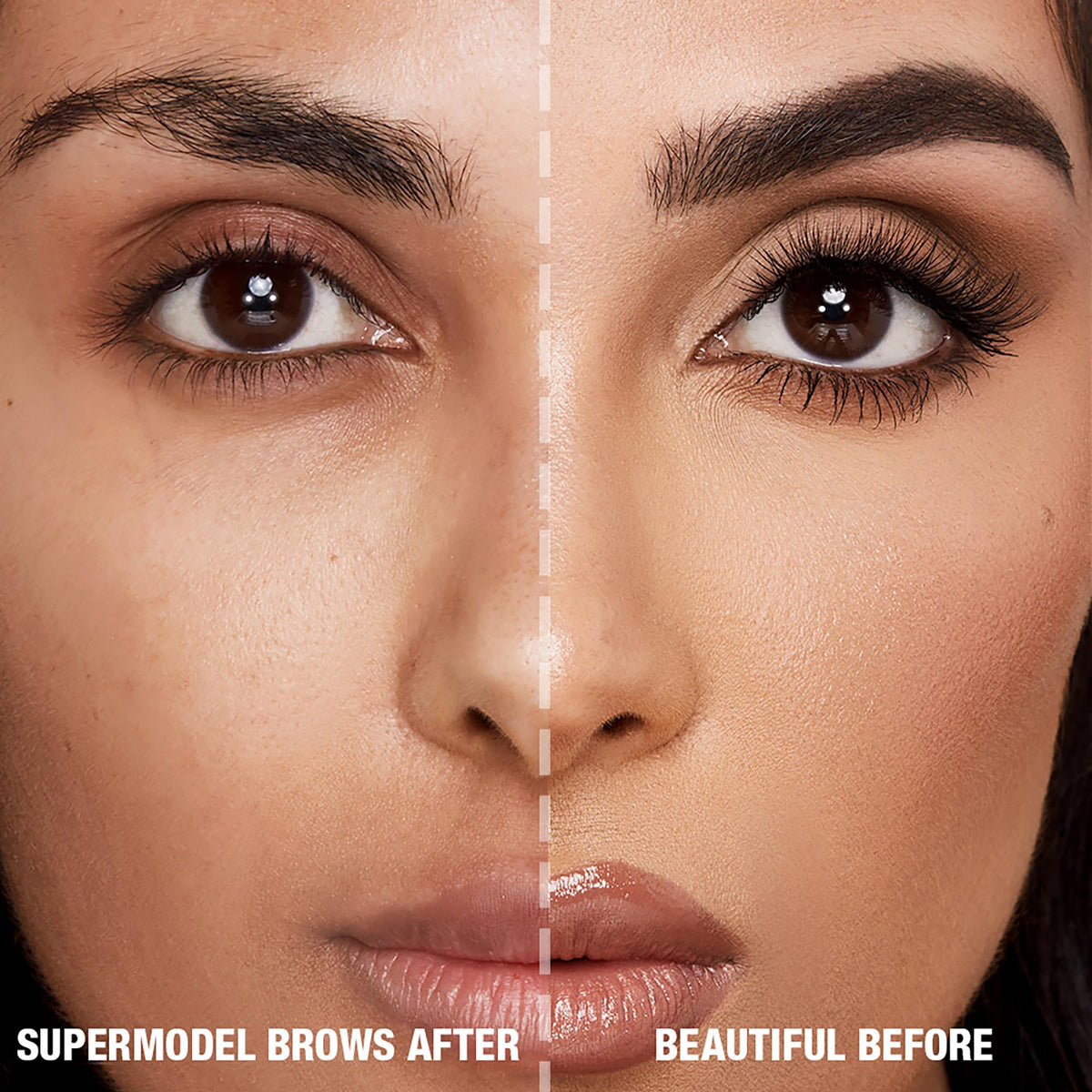 Charlotte Tilbury Brow Cheat lifestyle application at mirror creating natural polished brows