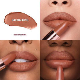 Charlotte Tilbury open bullet detail highlighting creamy matte texture benefit