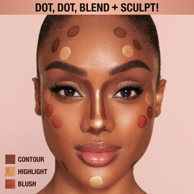 Charlotte Tilbury cheek before and after showing radiant blush effect