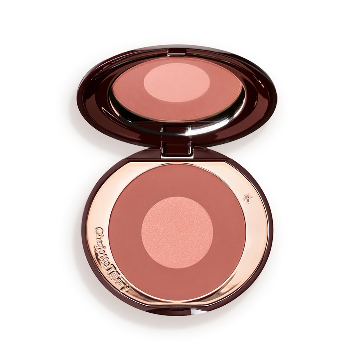 Charlotte Tilbury front compact view showing Pillow Talk Deep for polished cheeks and easy application