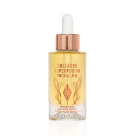 Charlotte Tilbury front packaging showing bottle and branding, highlights luxury benefit