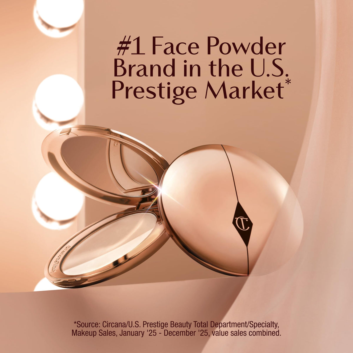 charlotte tilbury compact in hand to show size and portability for on-the-go touch-ups
