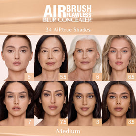 Charlotte Tilbury concealer beside brush showing product size and easy handling benefit