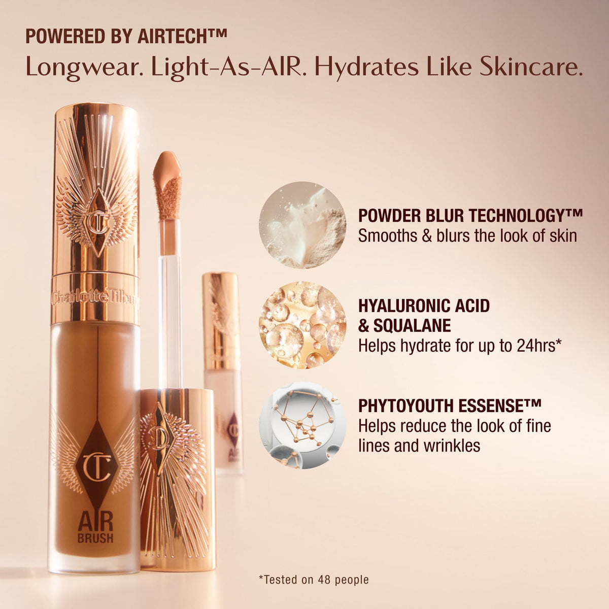 Charlotte Tilbury open cap and label details highlighting formulation transparency
