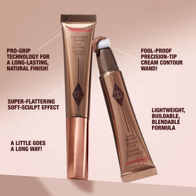Charlotte Tilbury blending with brush showing seamless buffing for soft, lifted contours
