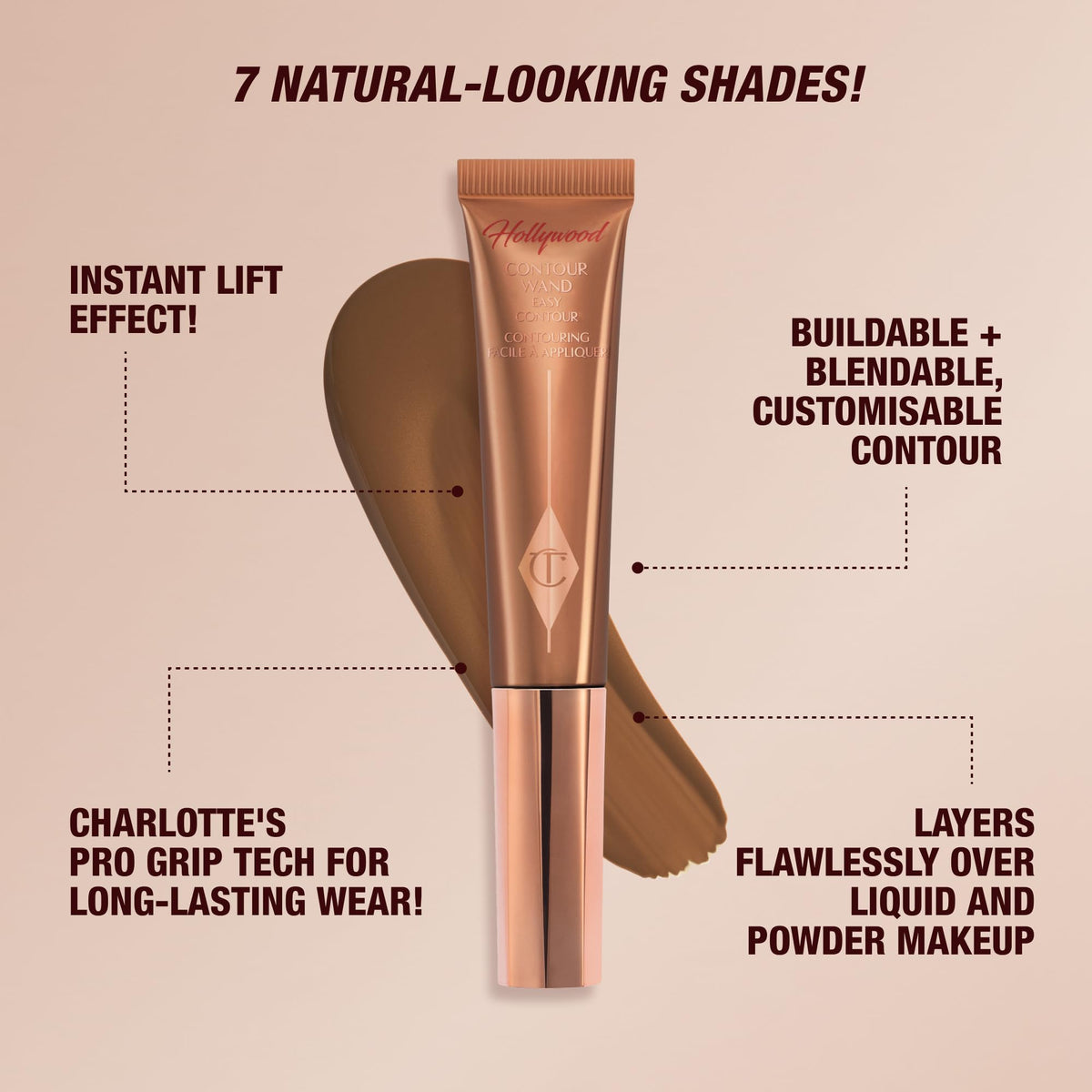 Charlotte Tilbury wand in hand demonstrating targeted placement for easy sculpting