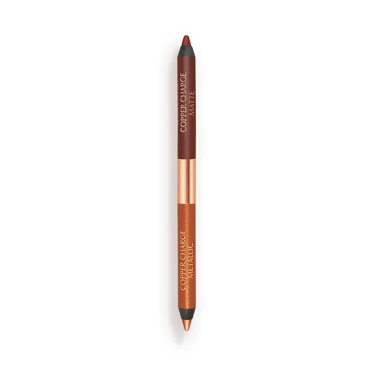Charlotte Tilbury front packaging showing Copper Charge dual-ended pencil and benefits