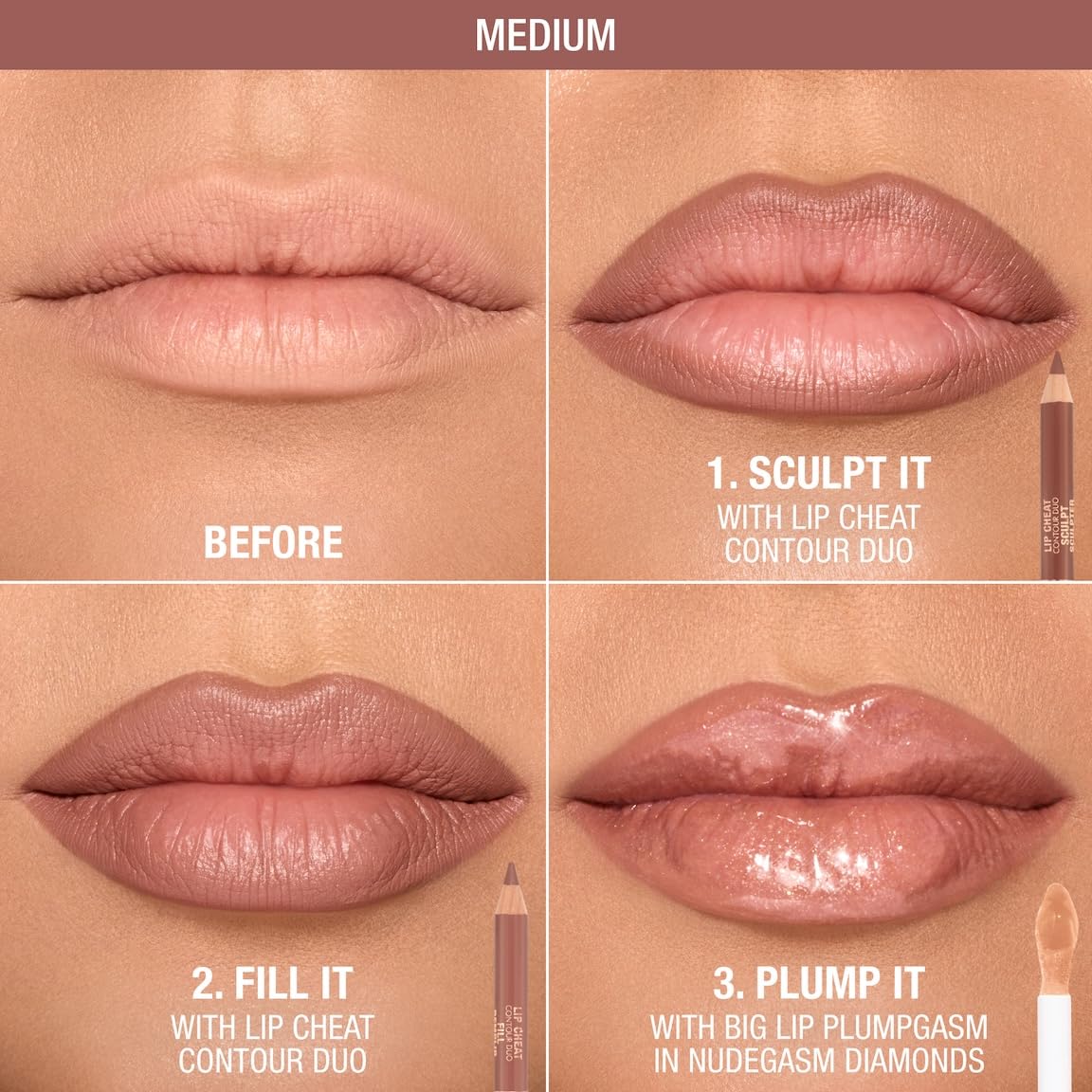 Charlotte Tilbury dual-ended pencils displaying both sculpt and fill tips for convenience