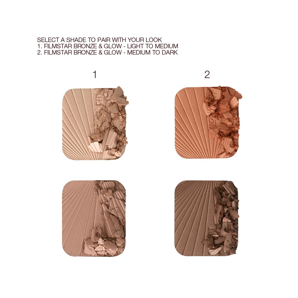 Charlotte Tilbury palette on vanity beside mirror showing camera-ready glow result