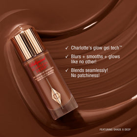 Charlotte Tilbury on model with medium skin showing natural glow