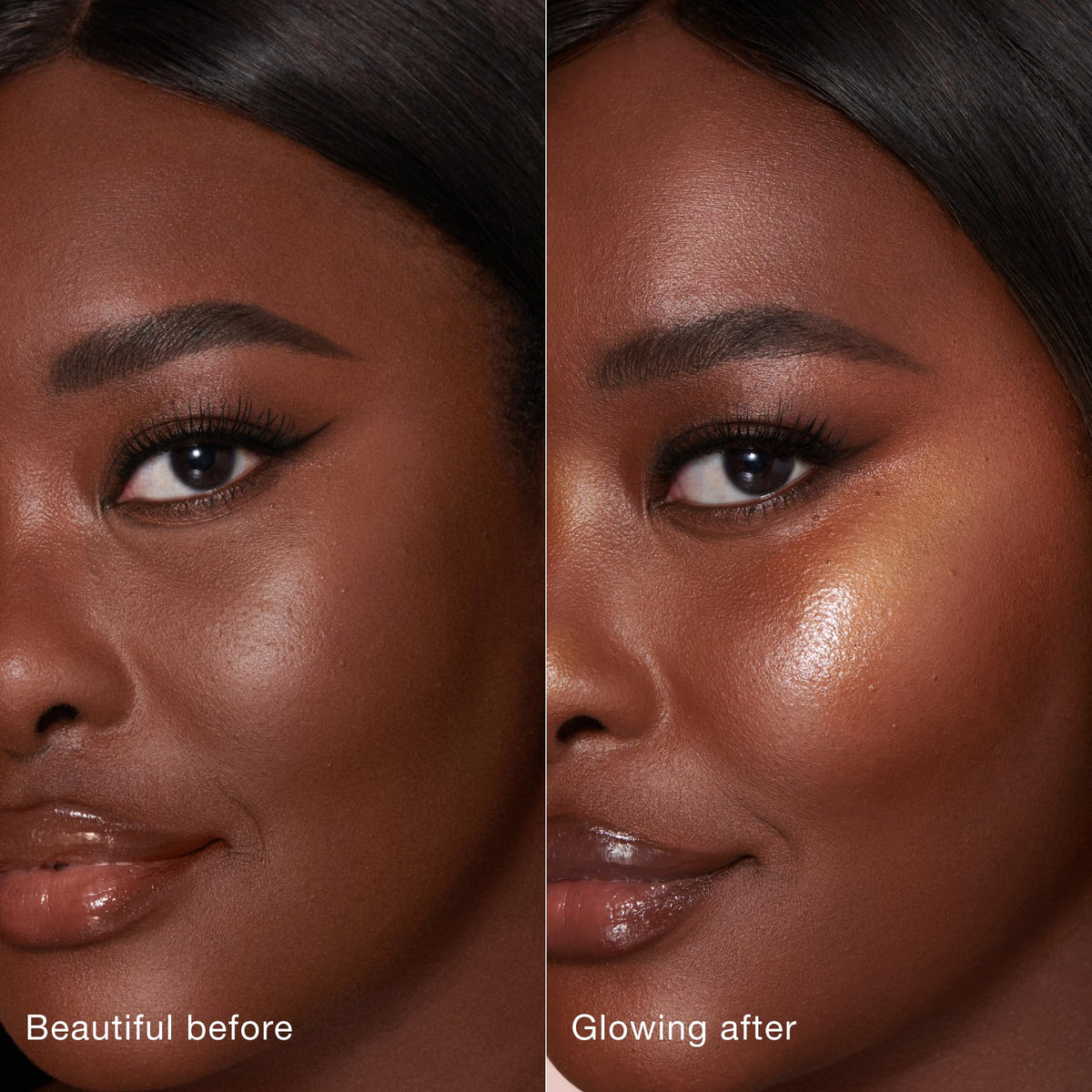 Charlotte Tilbury product applied on cheekbone delivering lit-from-within radiance