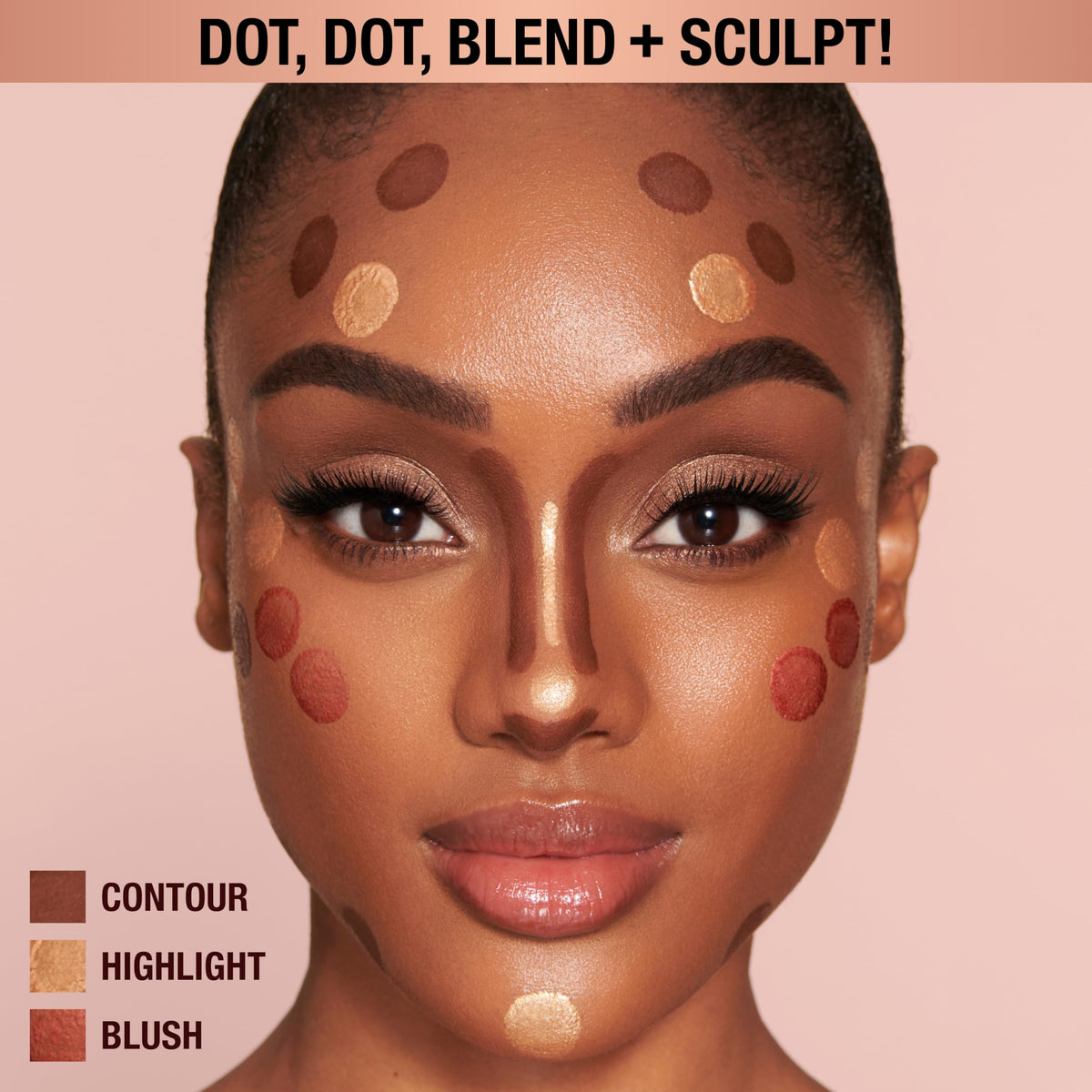 Charlotte Tilbury swatch on skin showing soft-focus pink luminous color