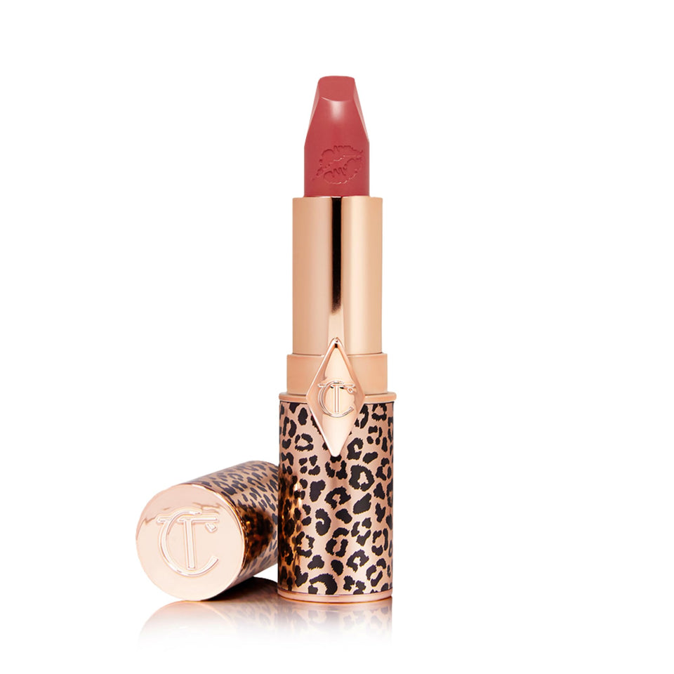 Charlotte Tilbury lipstick front packaging showing shade and refillable concept, easy selection benefit