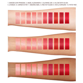 Charlotte Tilbury texture swatch of Glowing Jen showing satin finish and buildable color payoff
