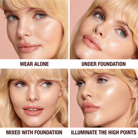 Charlotte Tilbury shade 3 Fair blended on arm demonstrating warm-peach luminosity