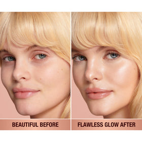 Charlotte Tilbury pump detail highlighting controlled dispensing for precise glow