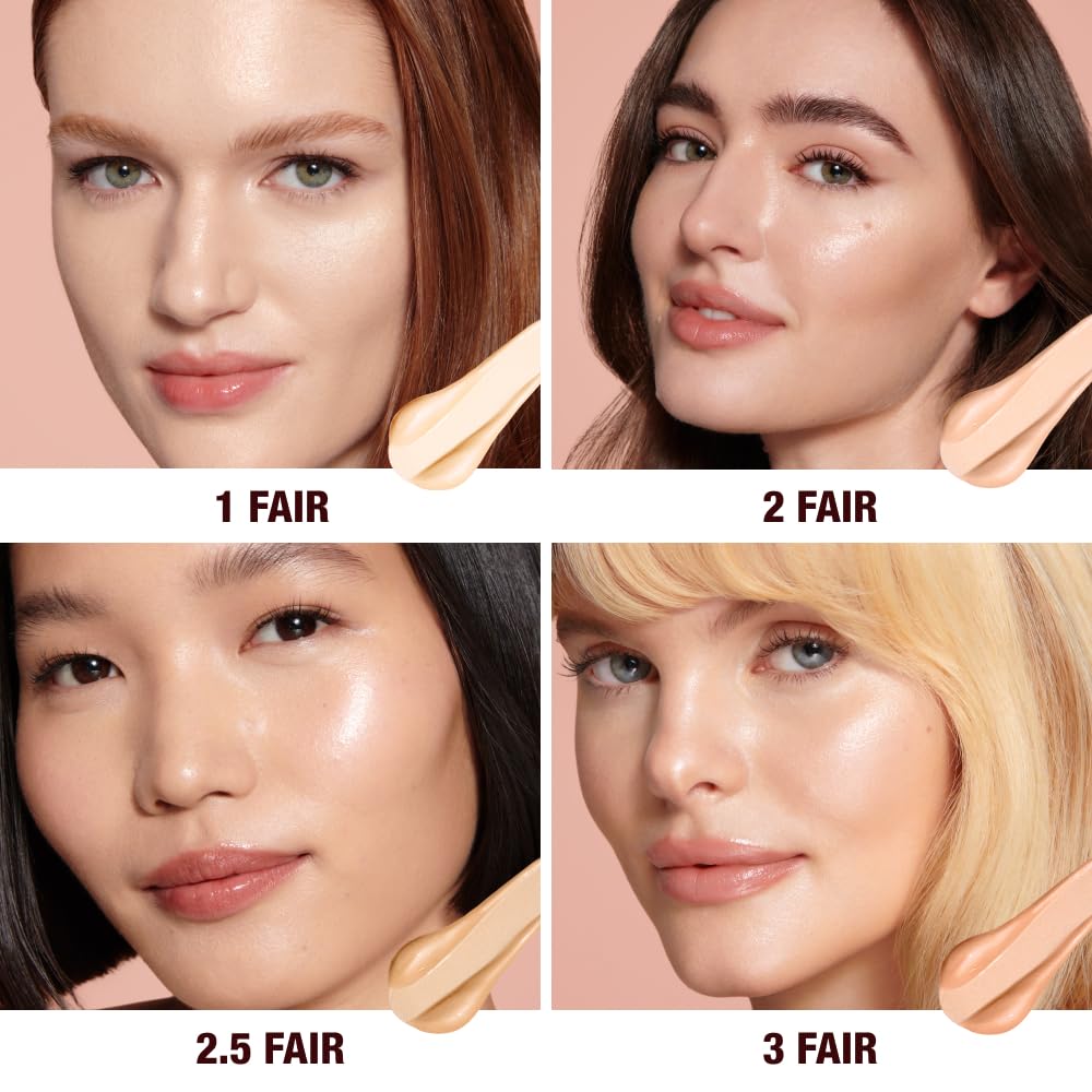 Charlotte Tilbury bottle beside coin for size comparison and travel-friendly benefit