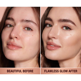 Charlotte Tilbury dropper releasing liquid to control radiant coverage