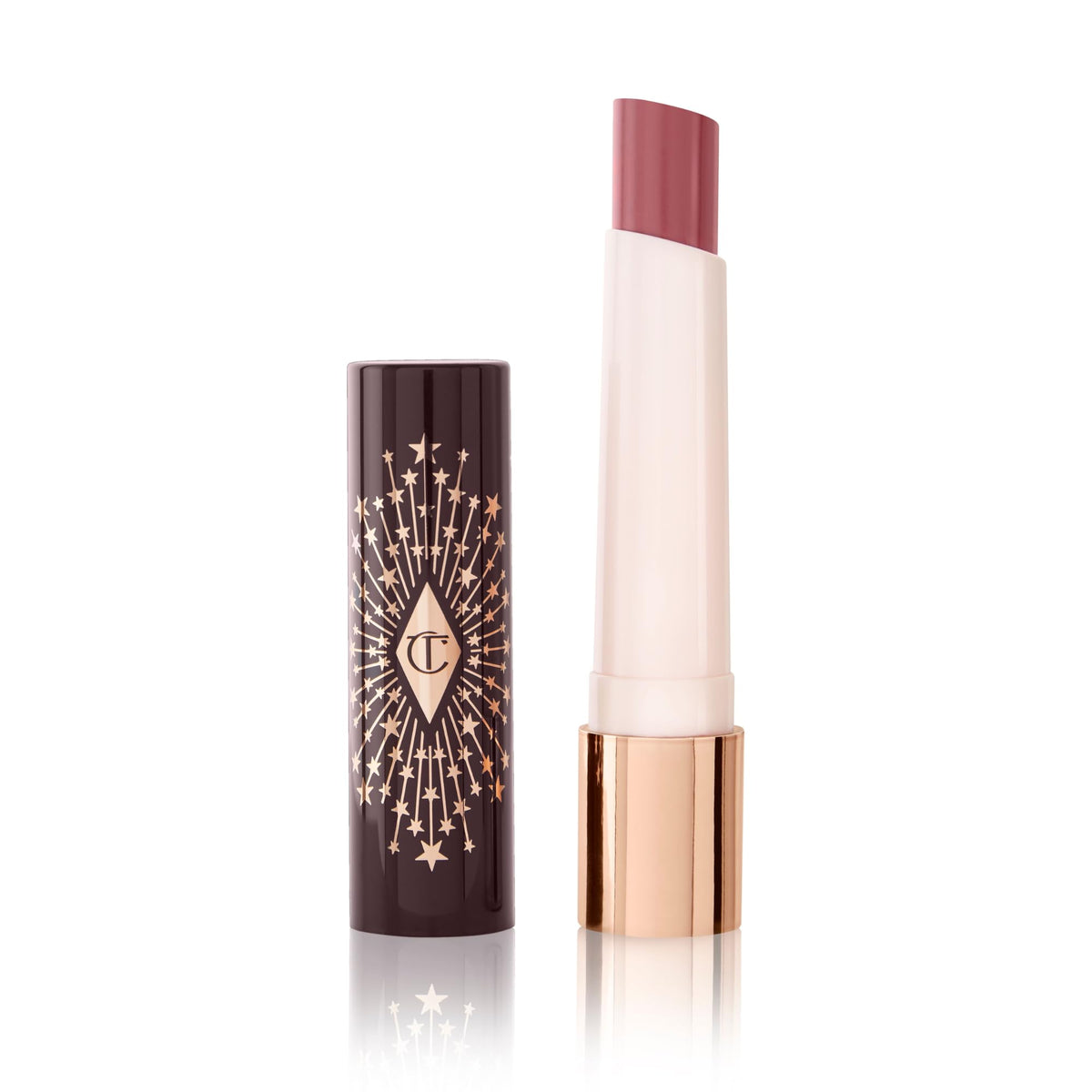 Charlotte Tilbury front view of closed Happikiss showing elegant packaging and easy reach