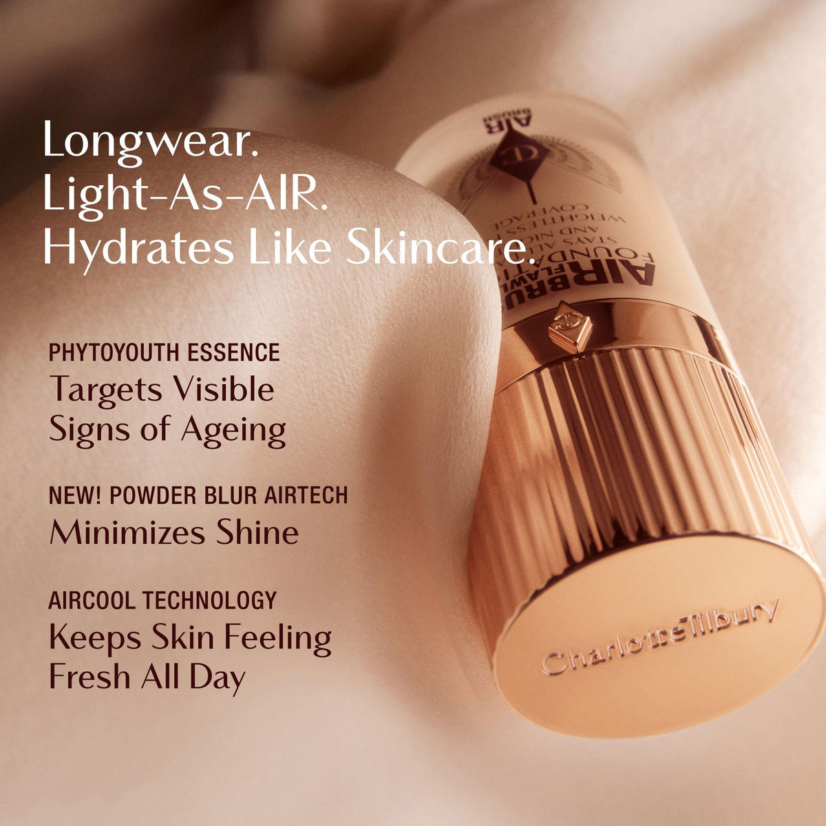 Charlotte Tilbury foundation worn in daytime lifestyle scene for long-wear proof