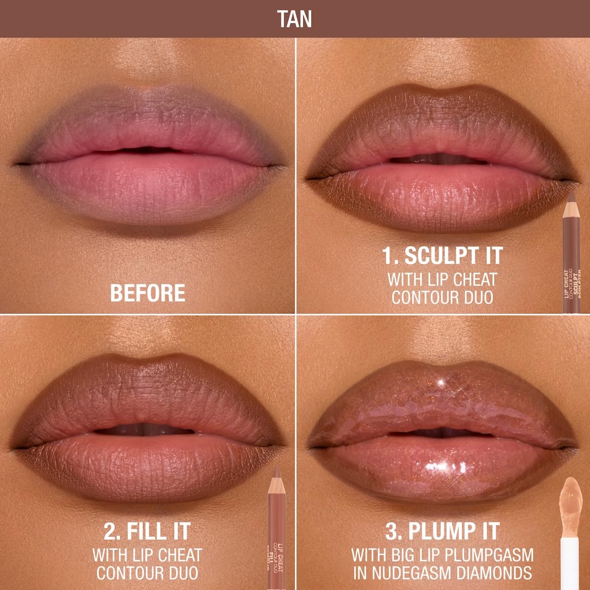 Charlotte Tilbury dual ends showing tips for quick contour and fill convenience