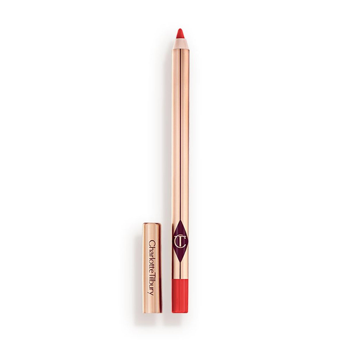Charlotte Tilbury front packaging showing pencil and shade name, promises precise definition