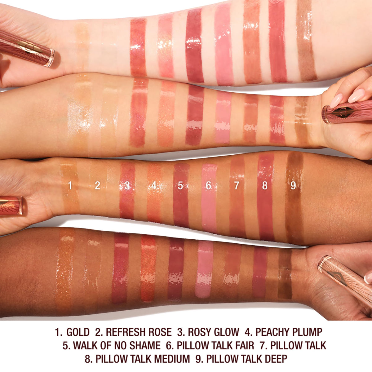 Charlotte Tilbury gloss texture close-up illustrating smooth, high-shine finish