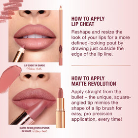 Charlotte Tilbury lipstick worn by model illustrating 90s-inspired warmth