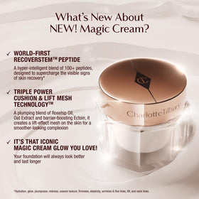 Charlotte Tilbury label close-up highlighting ingredients and peptide support