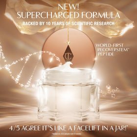 Charlotte Tilbury opened jar showing cream texture and immediate hydration