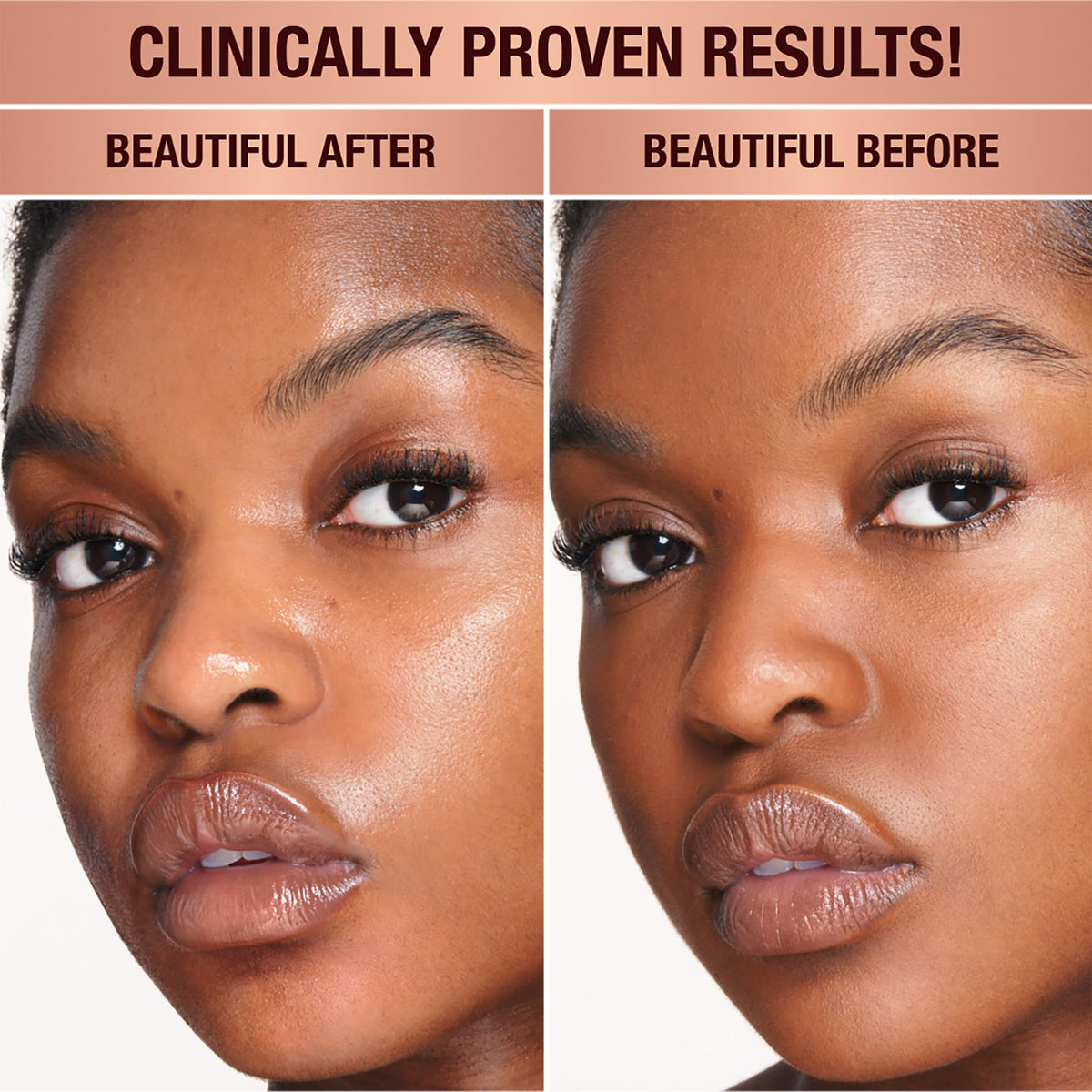 Charlotte Tilbury ingredient label close-up emphasizing hyaluronic and niacinamide benefits