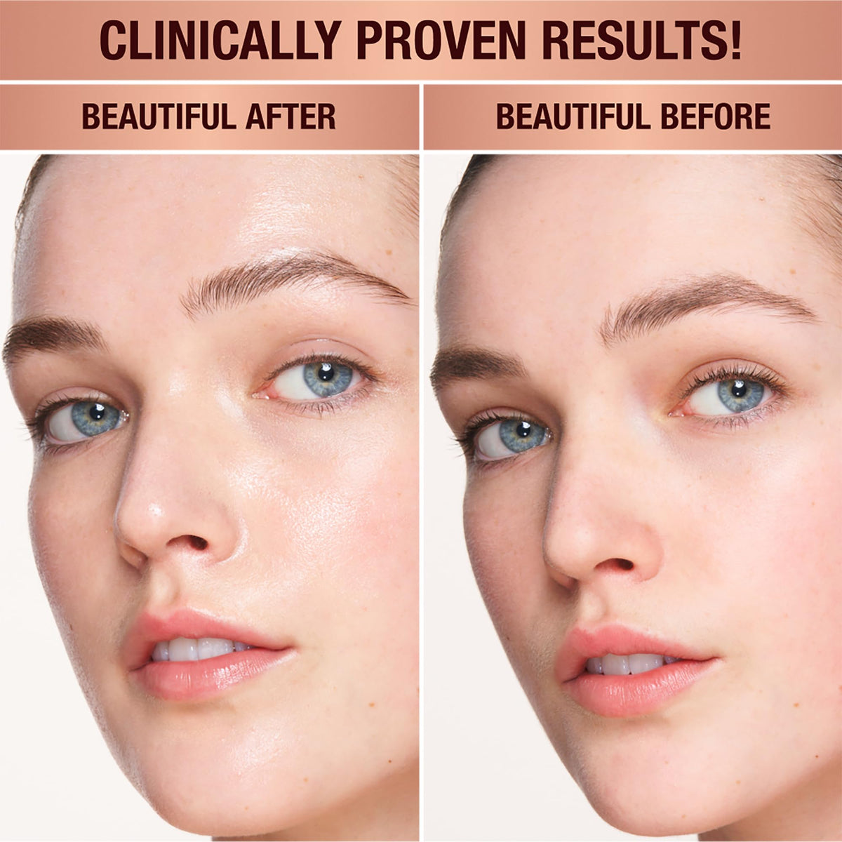 Charlotte Tilbury bottle styled on a vanity conveying everyday radiance boost