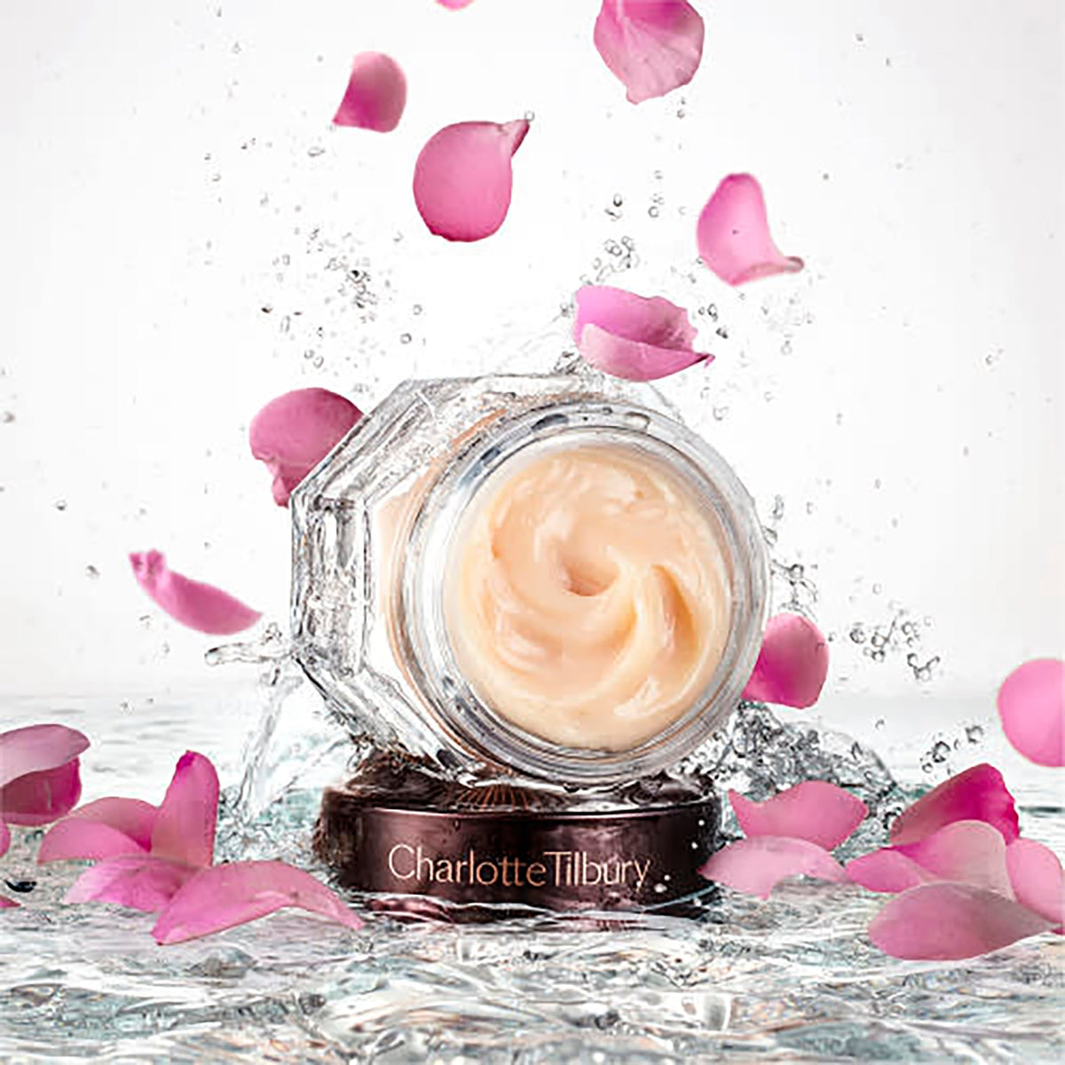 Charlotte Tilbury cream texture scoop highlighting rich balm for deep hydration