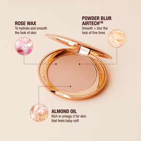 Charlotte Tilbury magic refill pouch beside compact illustrating refillable convenience benefit