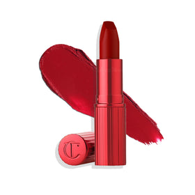 Charlotte Tilbury lipstick front packaging showing elegant tube and logo, perfect gift