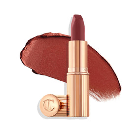 Charlotte Tilbury lipstick front packaging showing elegant tube and branding benefit: giftable presentation