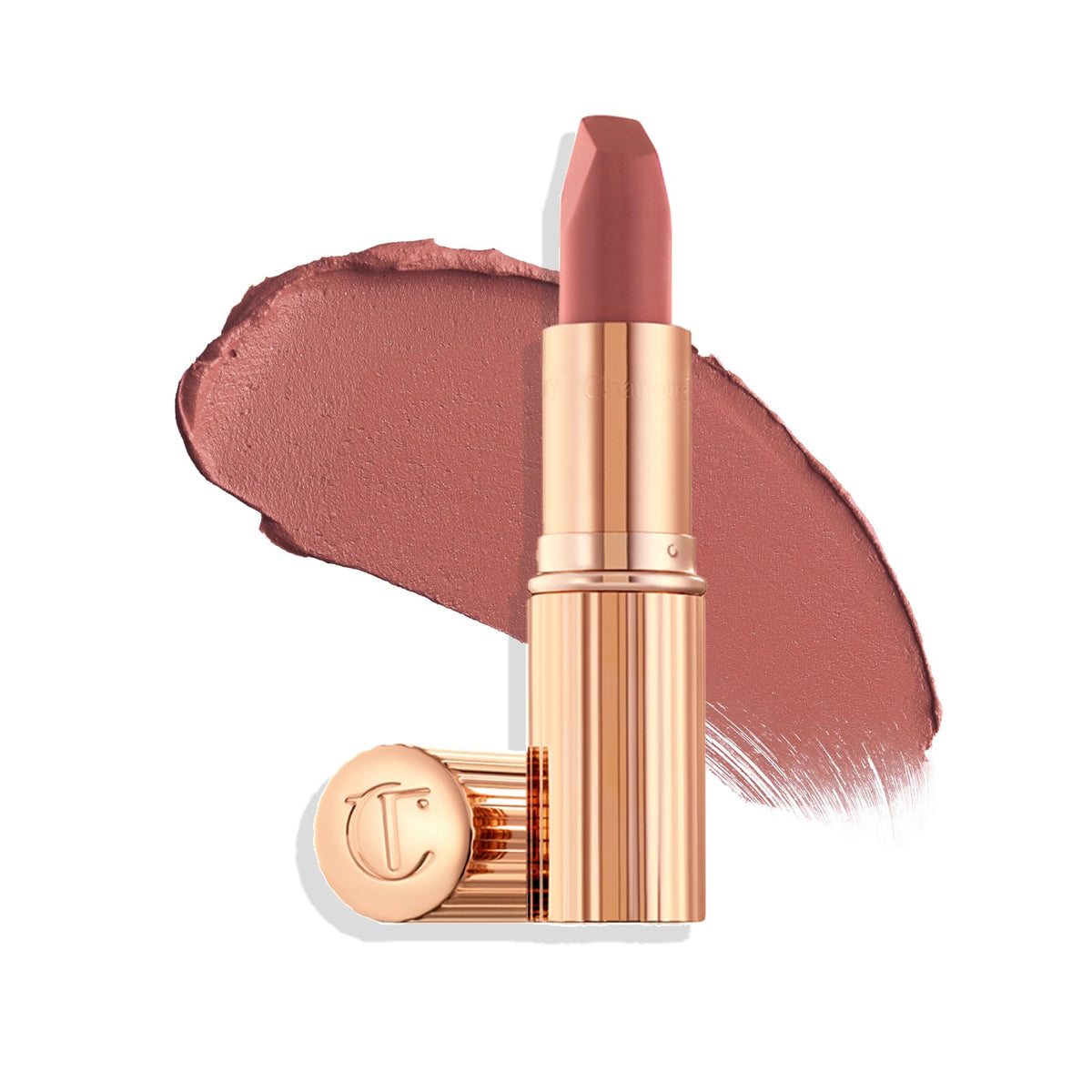 Charlotte Tilbury lipstick front packaging showcasing elegant branding and product benefit
