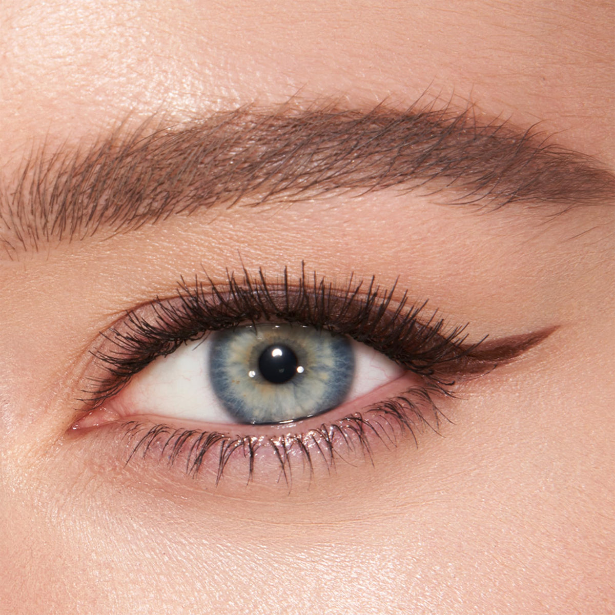 Charlotte Tilbury swatched Super Brown on skin showing rich matte pigment payoff