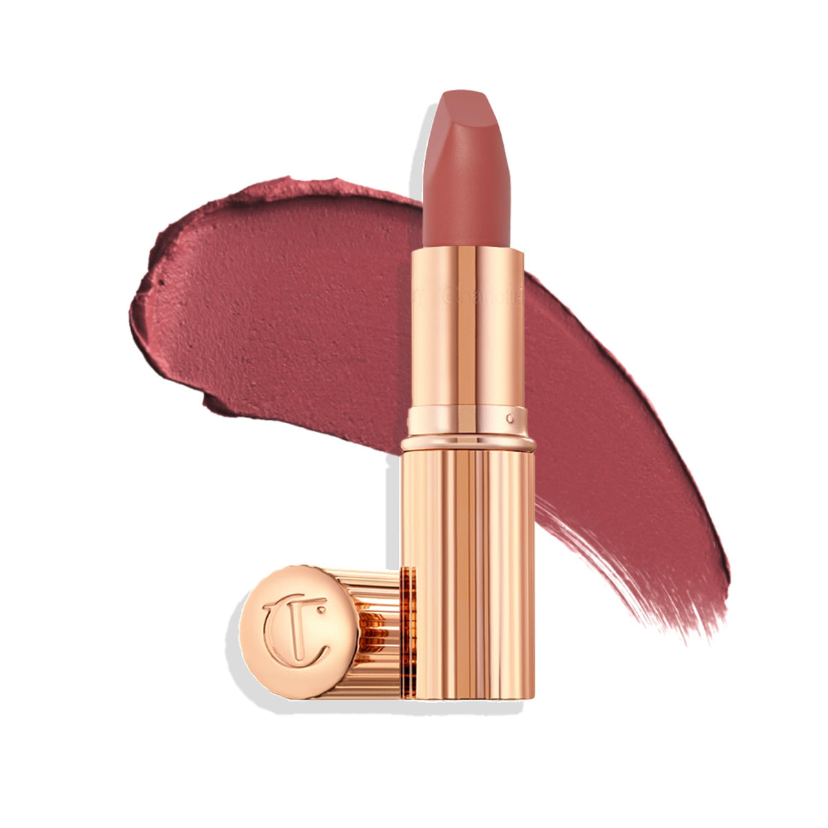 Charlotte Tilbury packaging front view showing elegant tube and easy gifting benefit