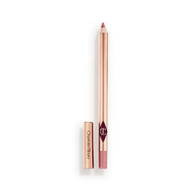 Charlotte Tilbury pencil front view showing sleek packaging and brand finish benefit: elegant storage