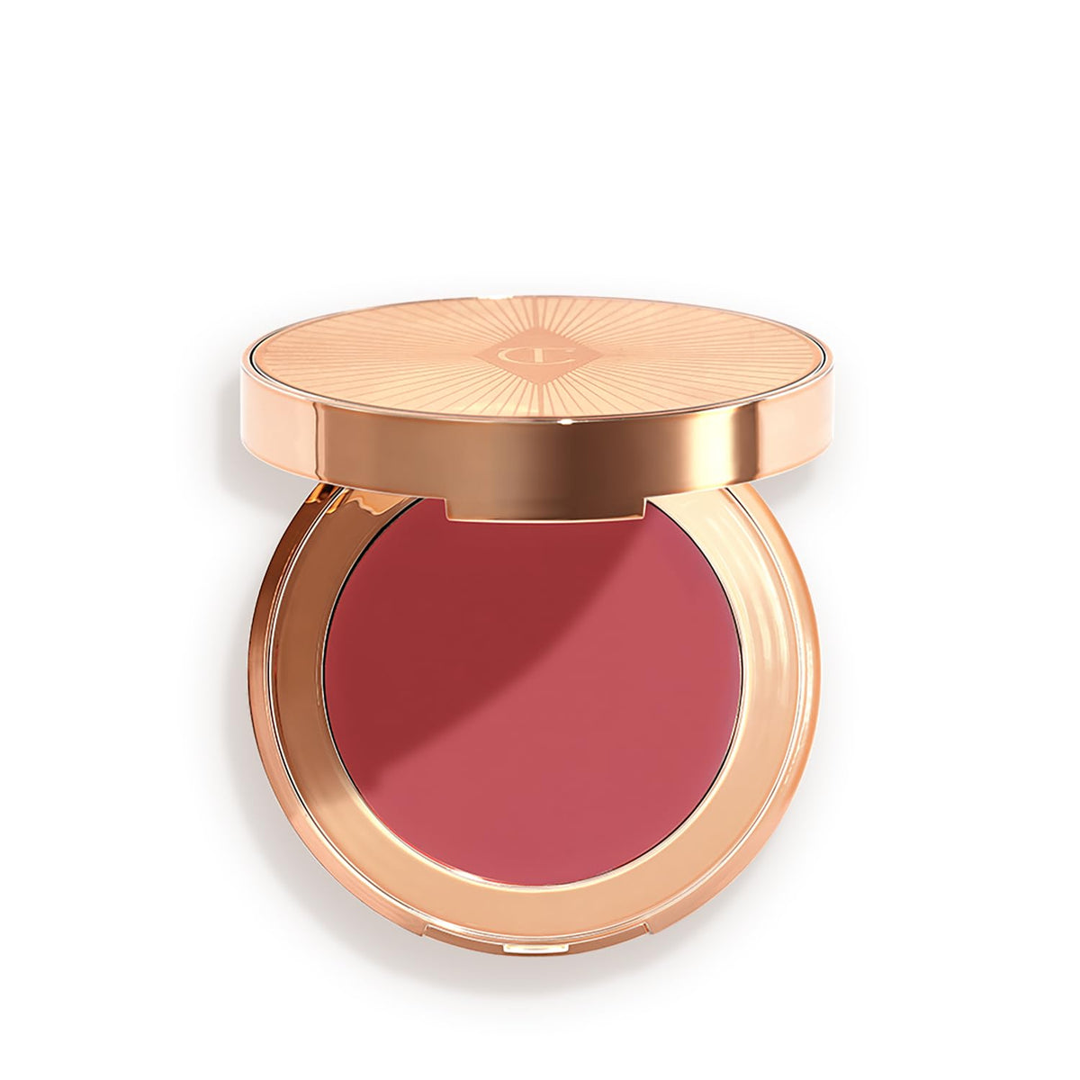 Charlotte Tilbury front compact showing product and shade benefits