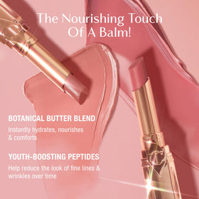 Charlotte Tilbury open twist-up product tip revealing balm shape for easy direct use