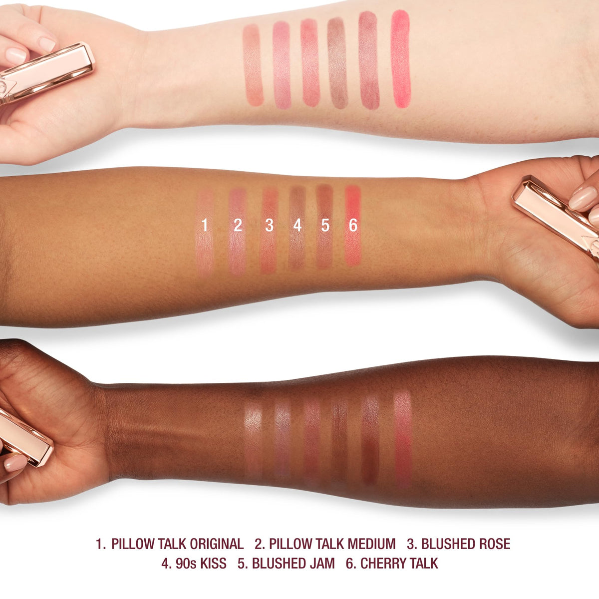 Charlotte Tilbury scale view in hand, conveys size and easy handbag portability