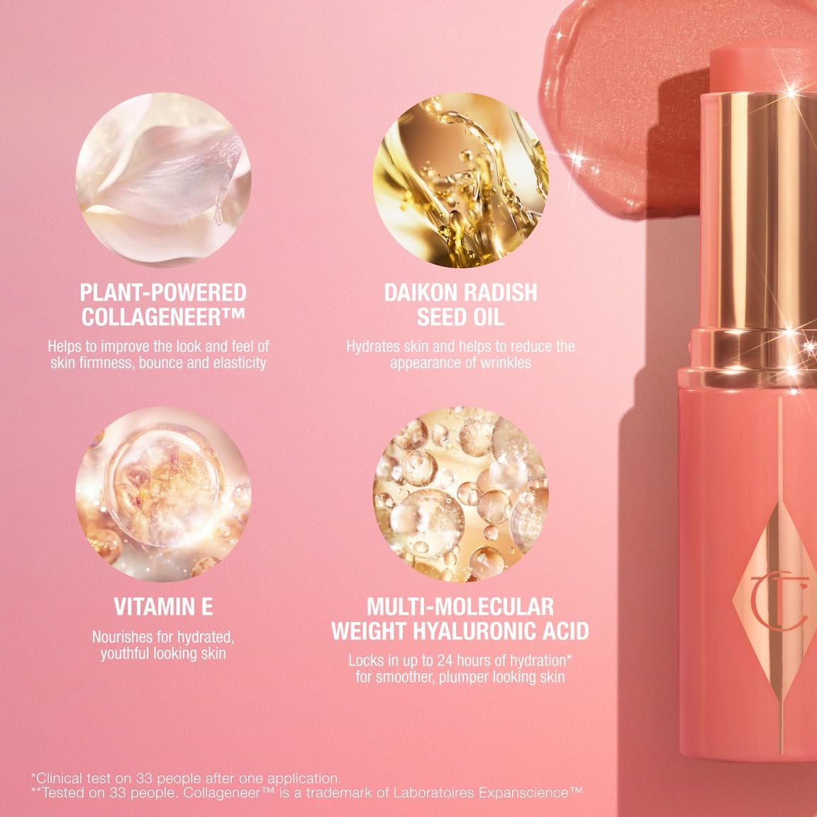 Charlotte Tilbury application on cheek demonstrating seamless blend and lifted, radiant finish