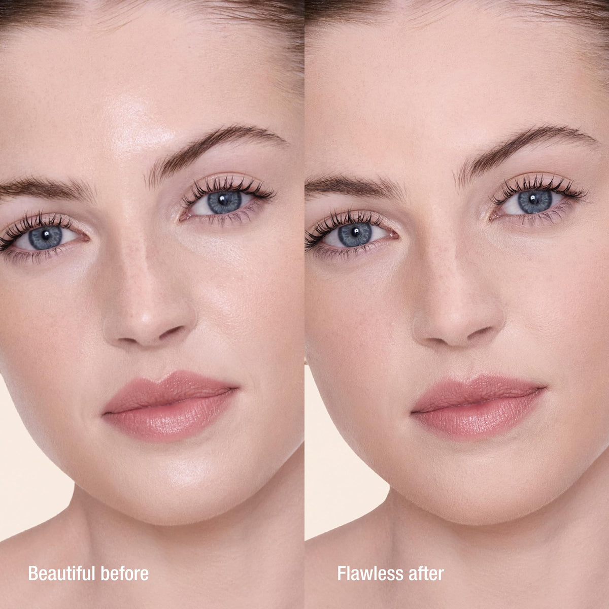 Charlotte Tilbury powder being applied with brush demonstrating smooth, non-cakey coverage