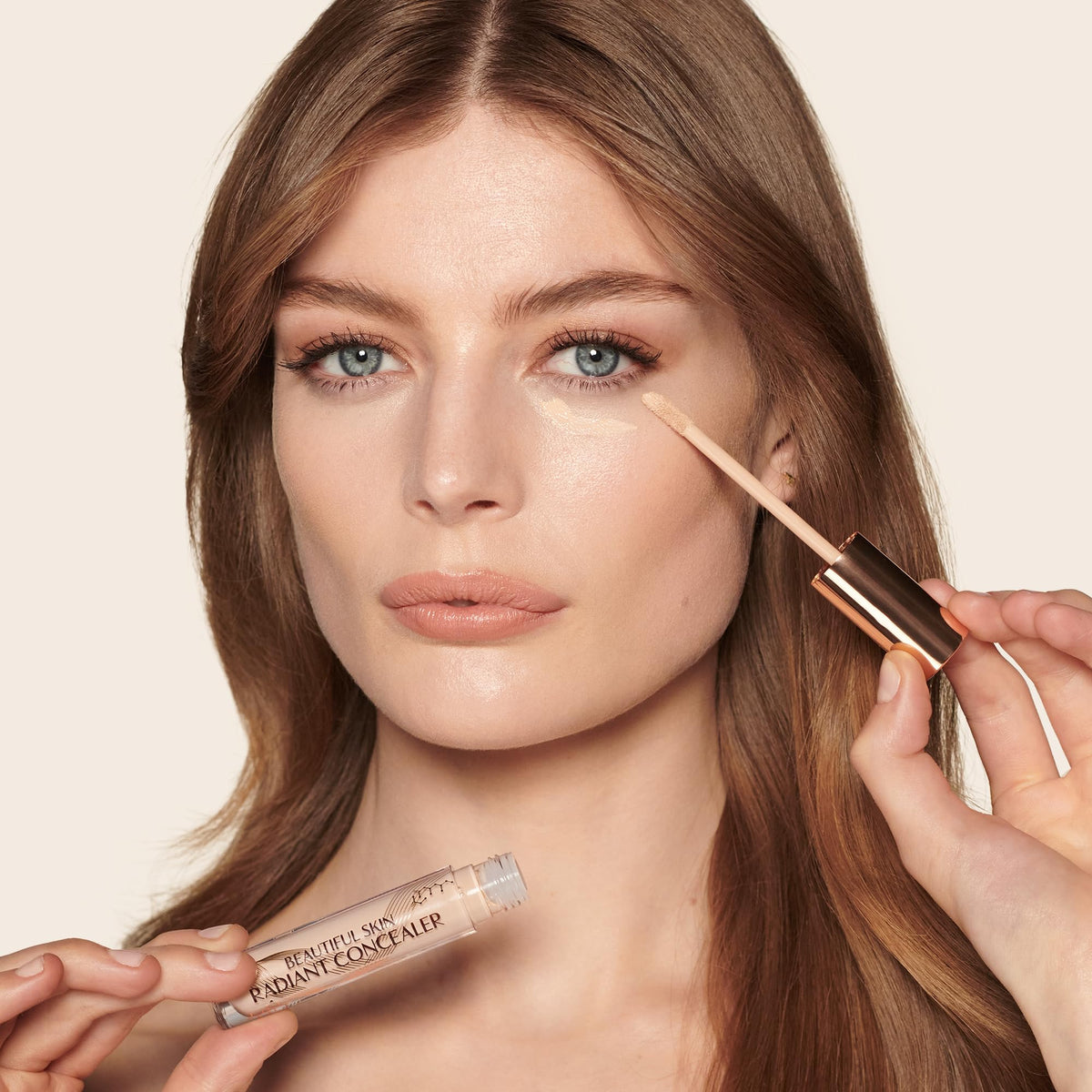 Charlotte Tilbury pipette drop of shade 3 fair demonstrating true color match