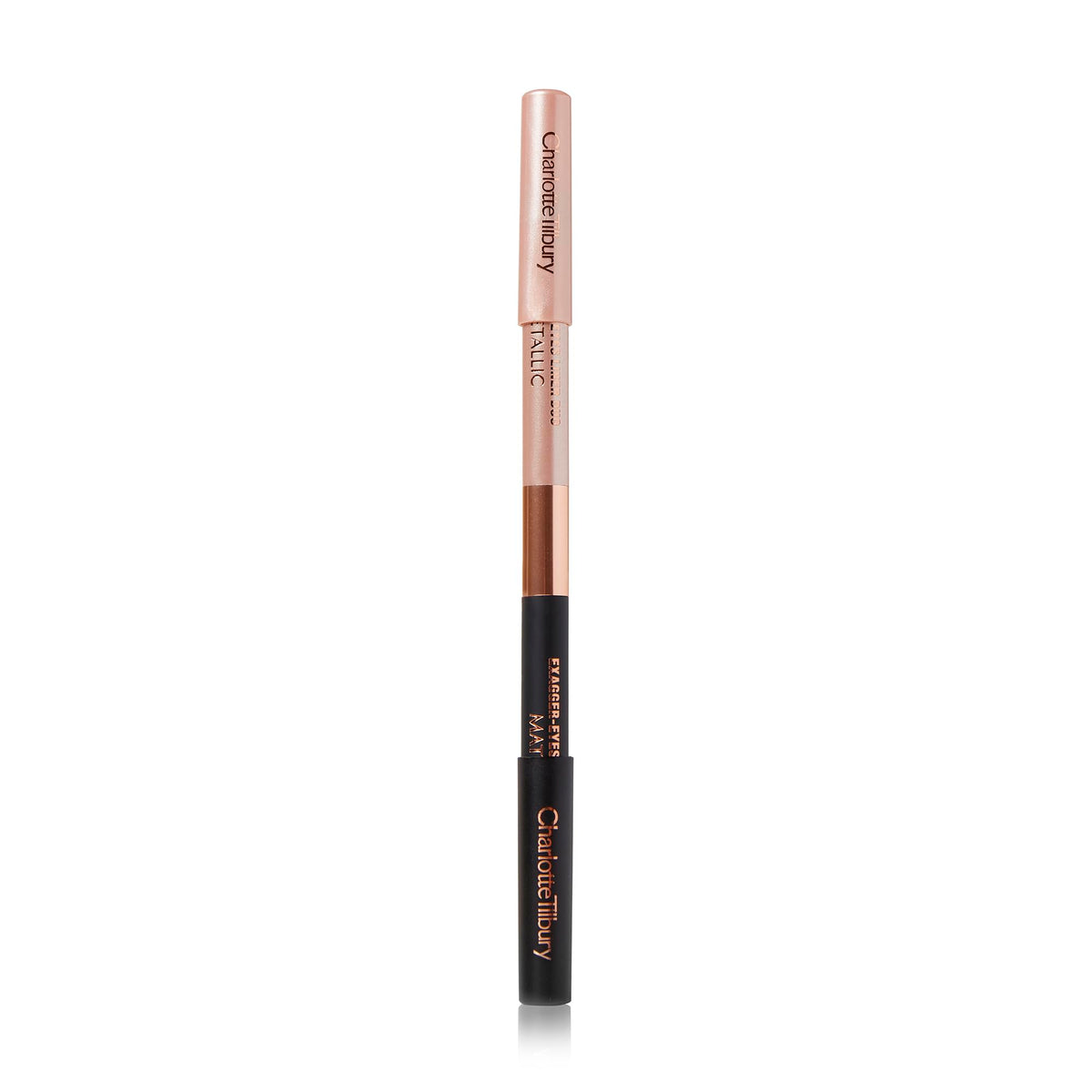 Charlotte Tilbury pencil next to a ruler showing portable size and travel-friendly benefit